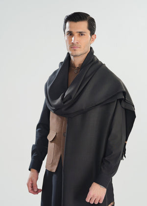 Muraqsh Black Kashmiri Wool Shawl - Men