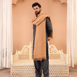 Camel Brown Bannu Wool Shawl - Deenaar