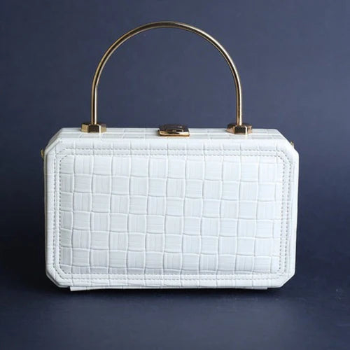 Elegant Croc-Embossed Clutch White - MHW Bags