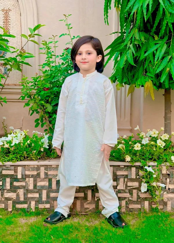 White chicken Kurta Trouser - KE 013 - KIDS CLUB
