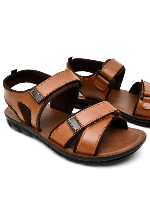 LEATHER SANDAL - AK-110 TAN - Starlet Shoes
