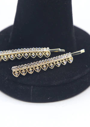 DFJ | Golden stones gold plated hair pins - Dreams Fashion Jewellery