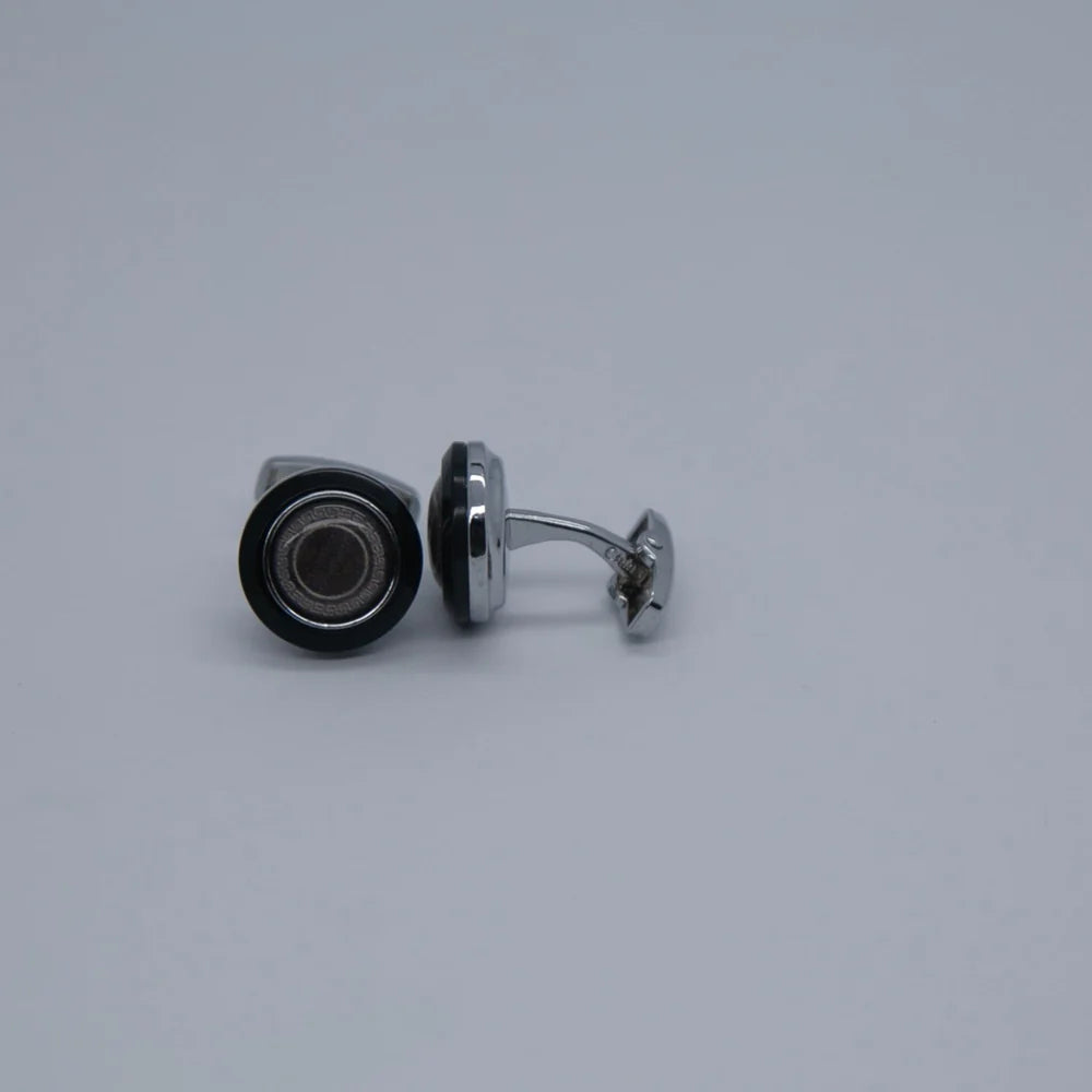 ZJH | black mens silver plated cufflinks - Zeenat Jewelry House