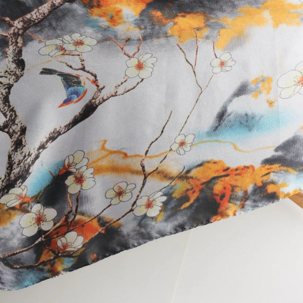 Luxury Printed Silk Hijab Pearl White - Elayna