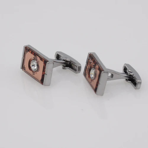 ZJH | champagne siver played cufflink - Zeenat Jewelry House