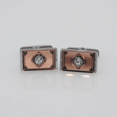 ZJH | champagne siver played cufflink - Zeenat Jewelry House