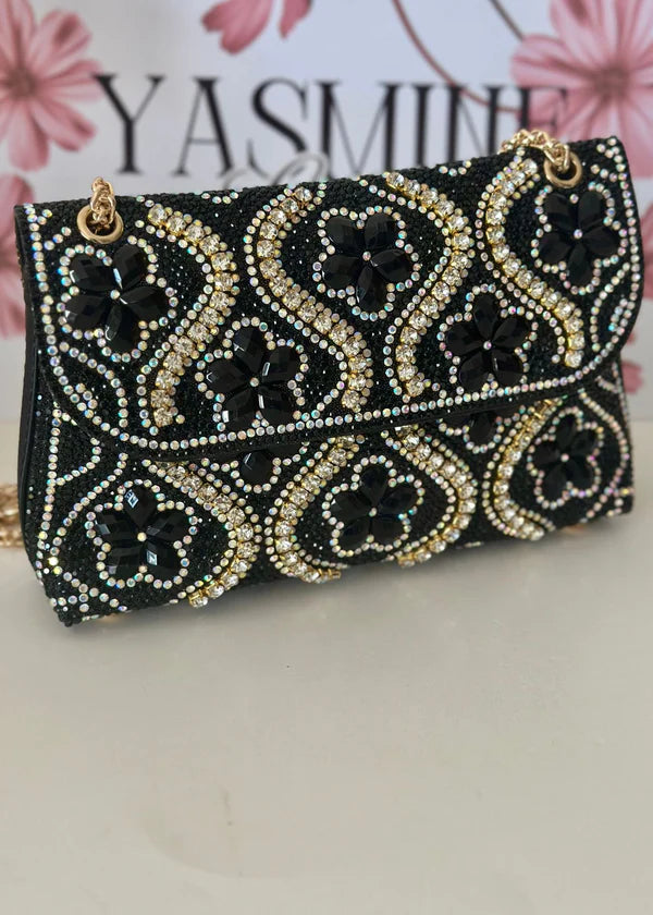 Midnight Rhinestone Bag - Yasmine Luxe