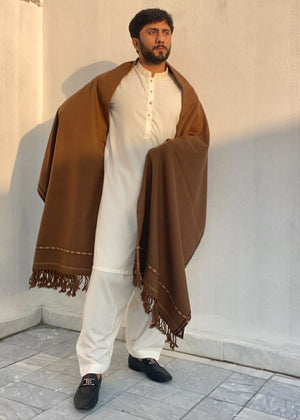 Kamaal Khan Dhussa Peshawari Shawl For Men - Brown