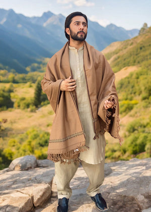 Kamaal Khan Dhussa Peshawari Shawl For Men (Medium) - Camel Brown