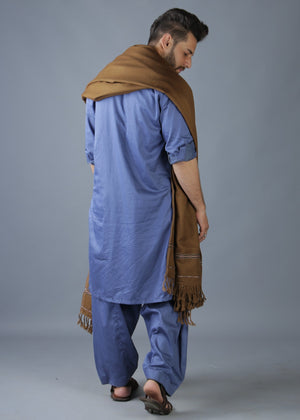 Kamaal Khan Peshawari Dhussa Shawl (Medium) - Oak Brown