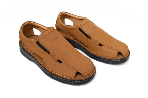 LEATHER SANDAL - 4007 MUSTARD - Starlet Shoes