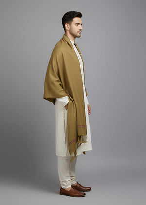 Kamaal Khan Peshawari Dhussa Shawl (Medium) - Golden Brown