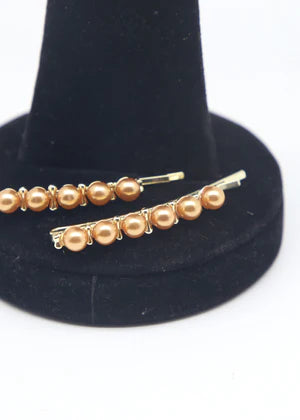 DFJ | Golden stones gold plated hair pins - Dreams Fashion Jewellery