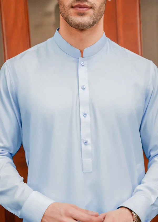 Sky Blue Men Shalwar Kameez - Divinely Crafted