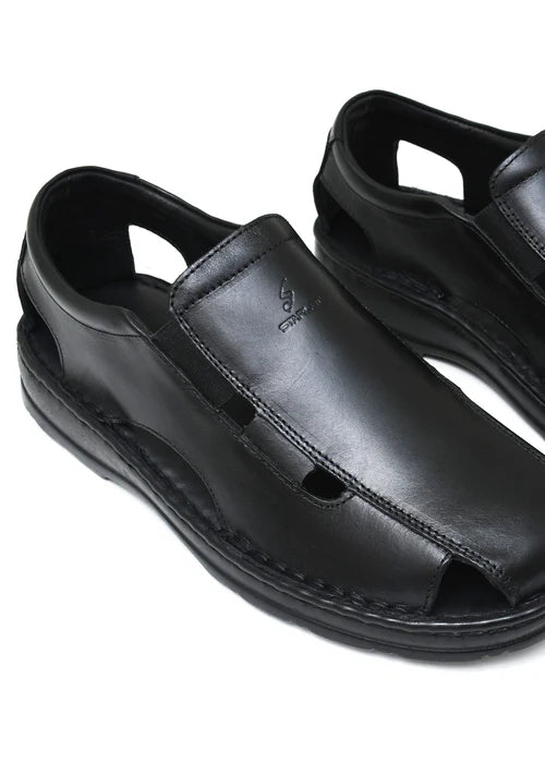 LEATHER SANDAL - 4007 BLACK - Starlet Shoes