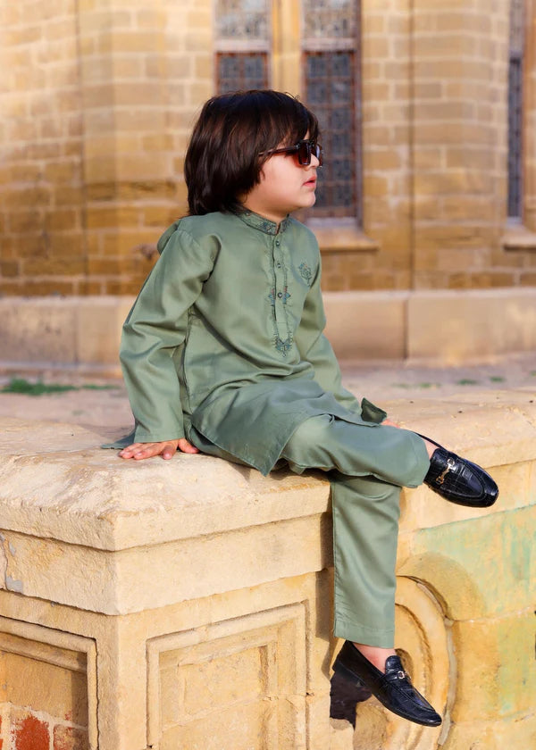 Moss Green Kurta Trouser - KE 022 - KIDS CLUB