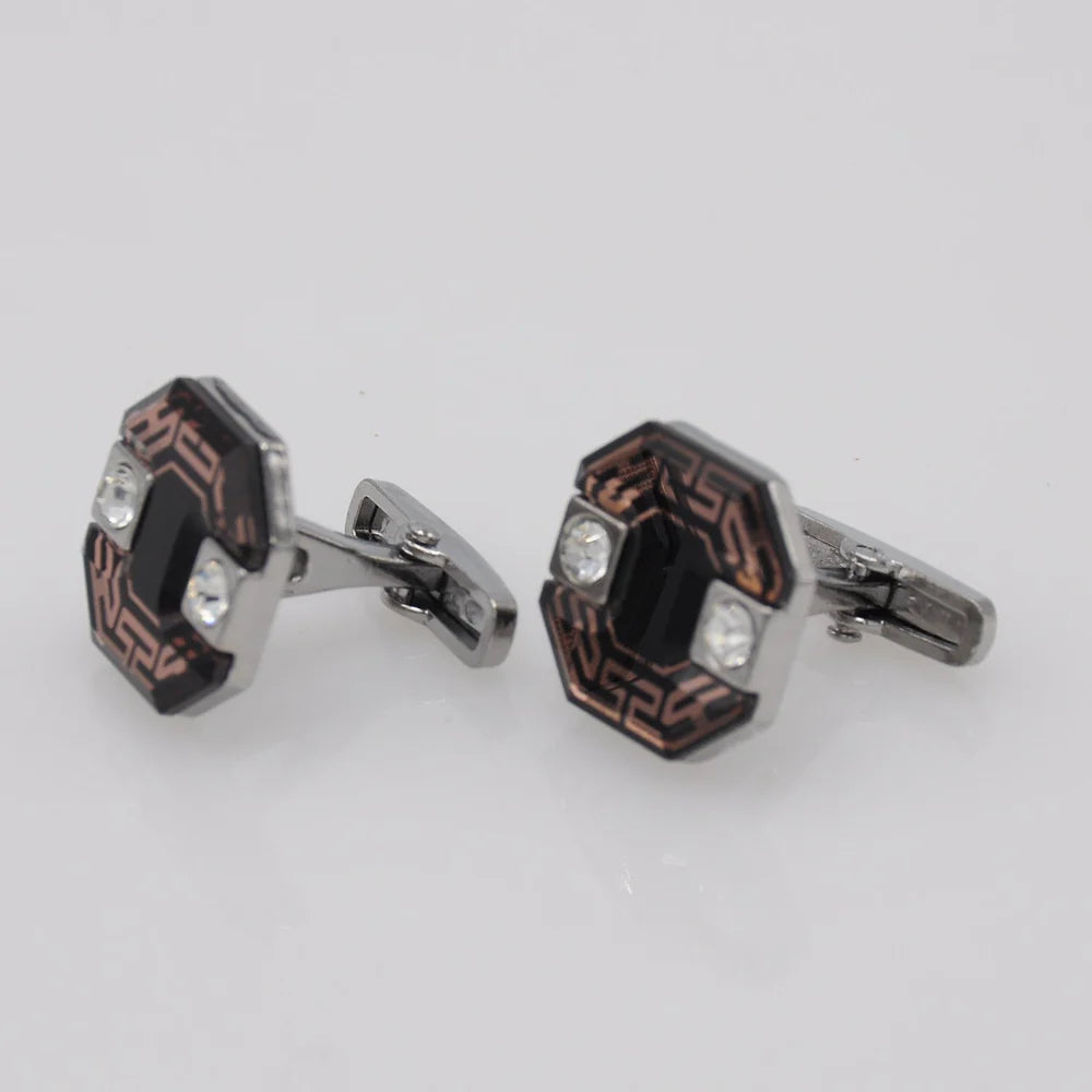 ZJH |black fancy mens cufflinks - Zeenat Jewelry House