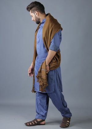 Kamaal Khan Peshawari Dhussa Shawl (Medium) - Oak Brown