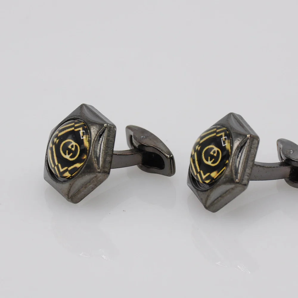 ZJH | black hexagone shape mens cufflink - Zeenat Jewelry House