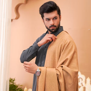 Camel Brown Bannu Wool Shawl - Deenaar