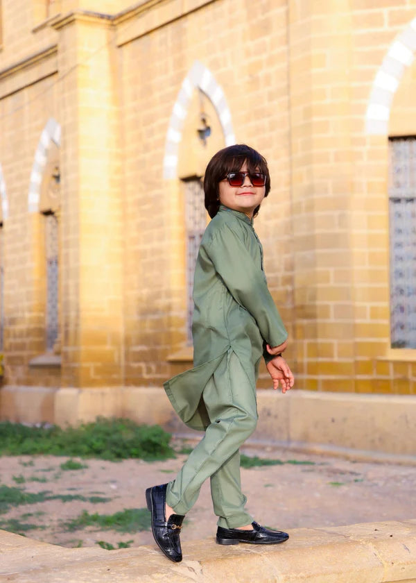 Moss Green Kurta Trouser - KE 022 - KIDS CLUB
