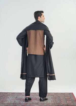 Muraqsh Black Kashmiri Wool Shawl - Men