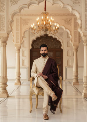 Hijab Gallery By Arbish Arts SHAWL-NAWAB BURGUNDY