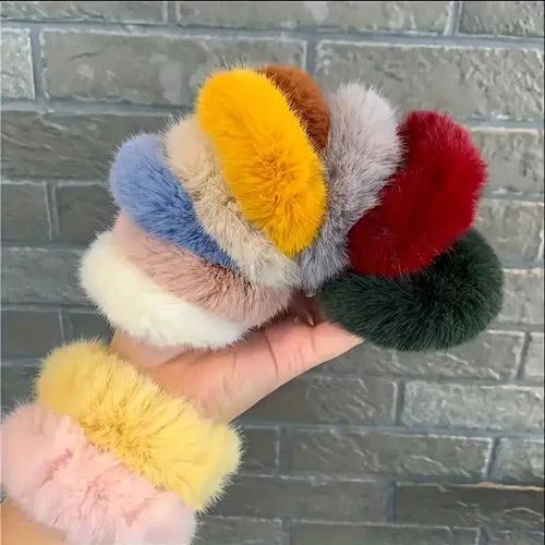 6pcs Spring New High-End Plush Hair Ties for s, Bun Headband Hair Accessories - Ahmed Sons