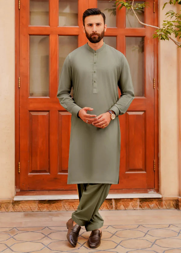 Sage Green Men Shalwar Kameez - Divinely Crafted