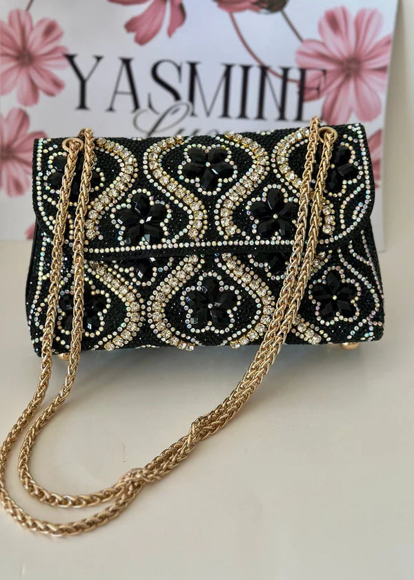 Midnight Rhinestone Bag - Yasmine Luxe