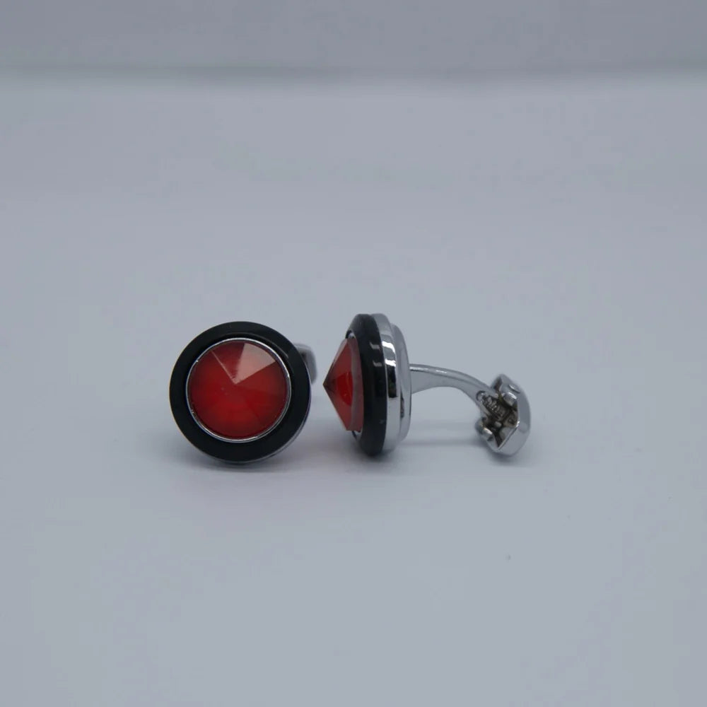 ZJH | red mens silver plated cufflinks - Zeenat Jewelry House