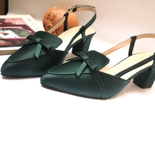 Sorento Block Heel - Green - Pastel Toes By Mariam