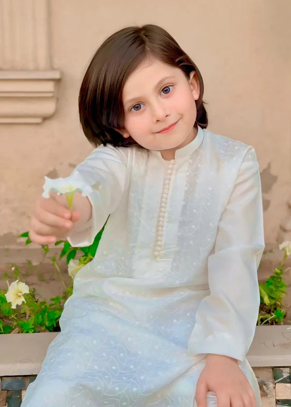 White chicken Kurta Trouser - KE 013 - KIDS CLUB