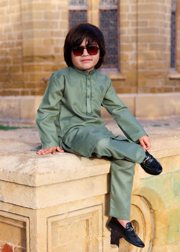 Moss Green Kurta Trouser - KE 022 - KIDS CLUB