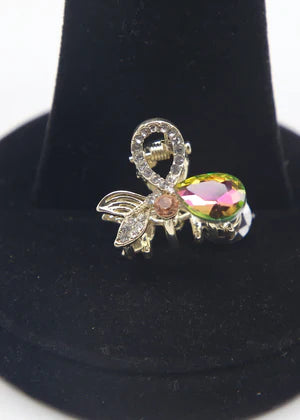 DFJ | multi stone Gold Plated hair clip - Dreams Fashion Jewellery