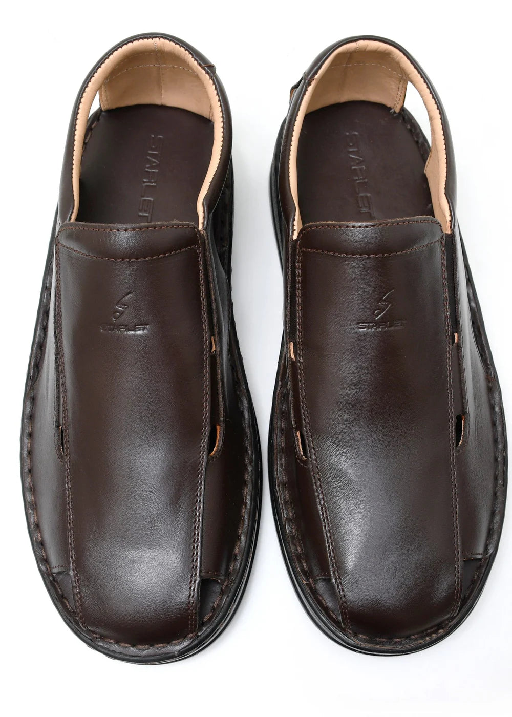 LEATHER SANDAL - 4007 BROWN - Starlet Shoes