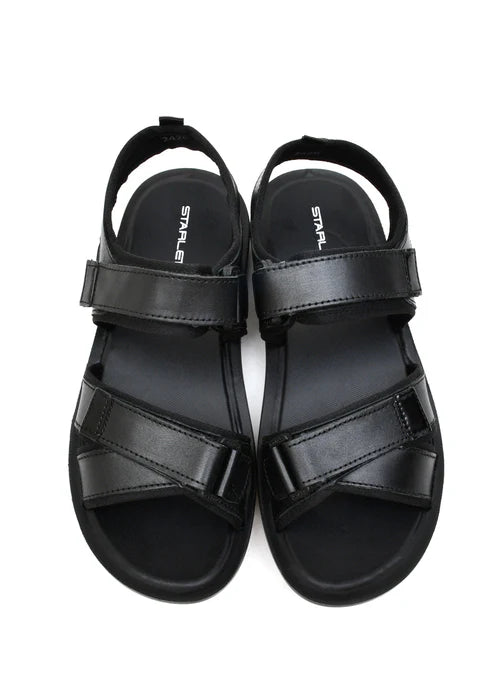 LEATHER SANDAL - AK-110 BLACK - Starlet Shoes