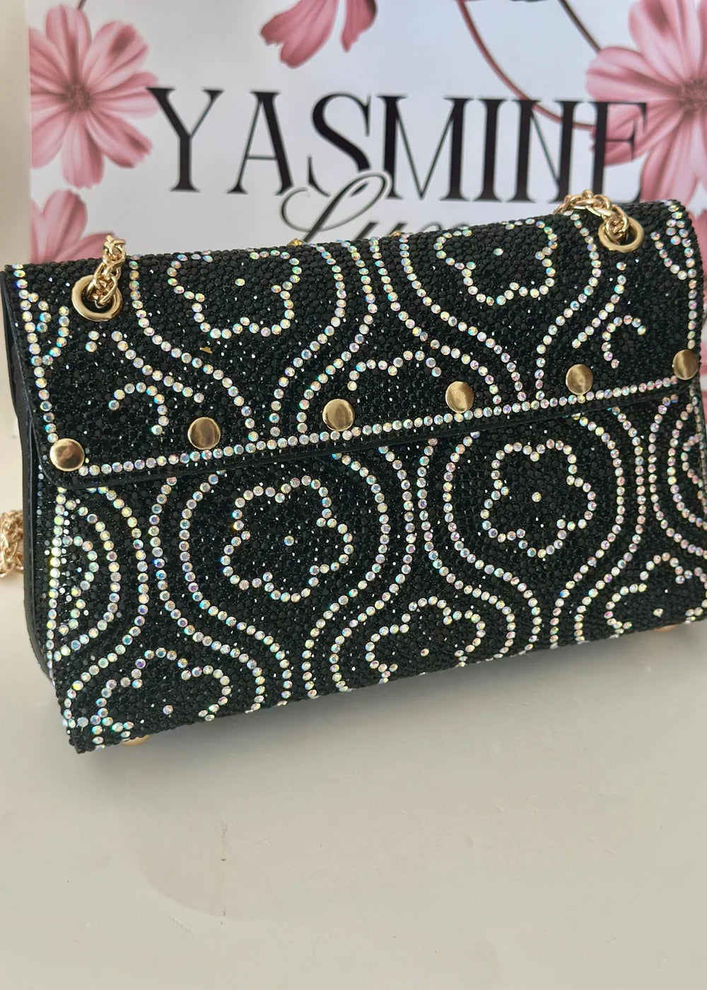 Midnight Rhinestone Bag - Yasmine Luxe