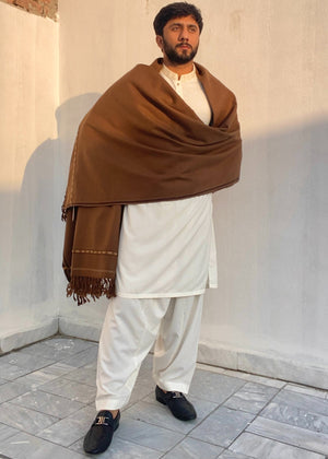 Kamaal Khan Dhussa Peshawari Shawl For Men - Brown