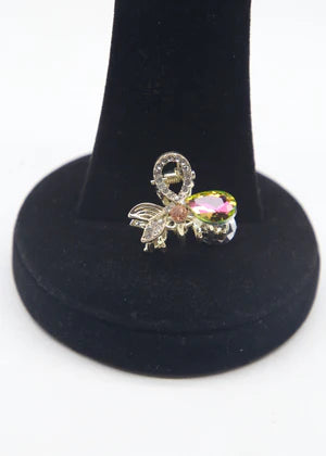 DFJ | multi stone Gold Plated hair clip - Dreams Fashion Jewellery