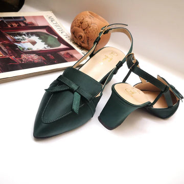 Sorento Block Heel - Green - Pastel Toes By Mariam