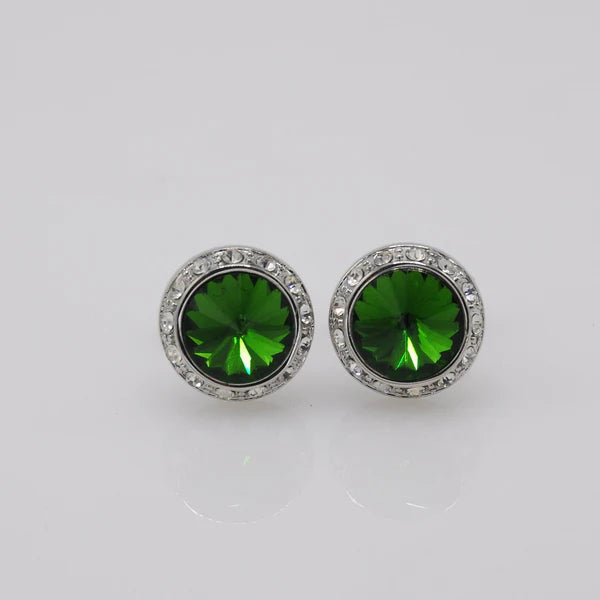 ZJH | emerald green silver mens cufflinks - Zeenat Jewelry House