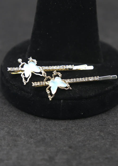 DFJ | Golden stones gold plated hair pins - Dreams Fashion Jewellery