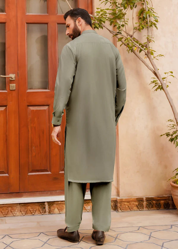 Sage Green Men Shalwar Kameez - Divinely Crafted