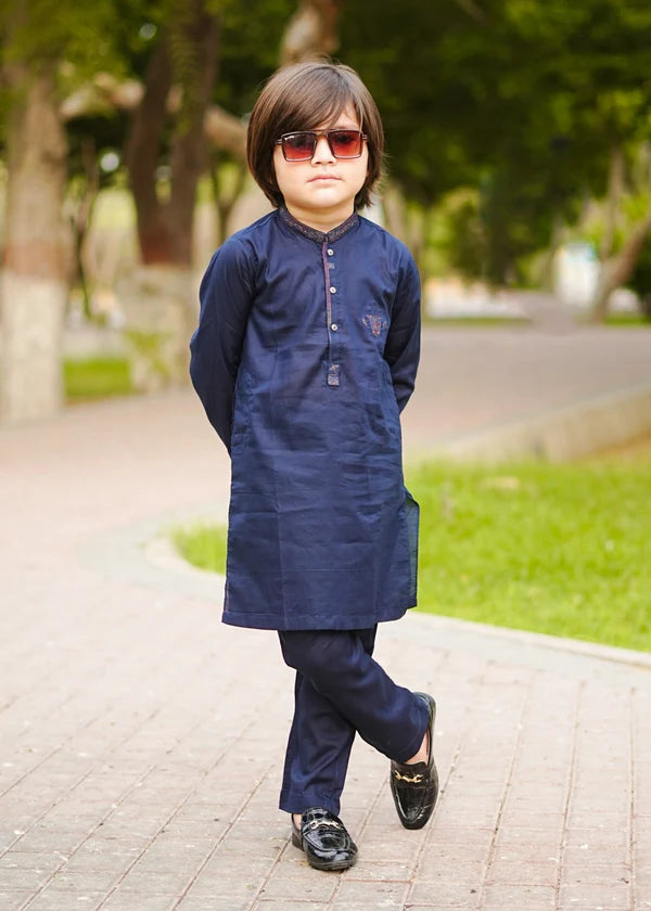 Navy Blue Kurta Trouser-AH 049 - KIDS CLUB