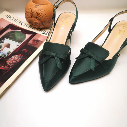 Sorento Block Heel - Green - Pastel Toes By Mariam