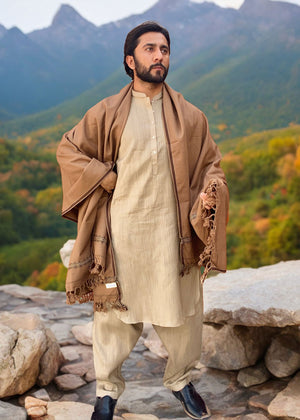 Kamaal Khan Dhussa Peshawari Shawl For Men (Medium) - Camel Brown