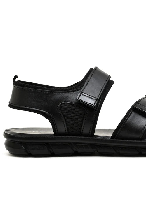 LEATHER SANDAL - AK-110 BLACK - Starlet Shoes