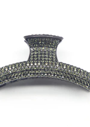 DFJ | Grey stones Black hair clips - Dreams Fashion Jewellery