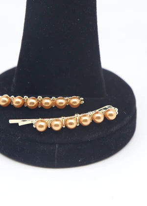 DFJ | Golden stones gold plated hair pins - Dreams Fashion Jewellery